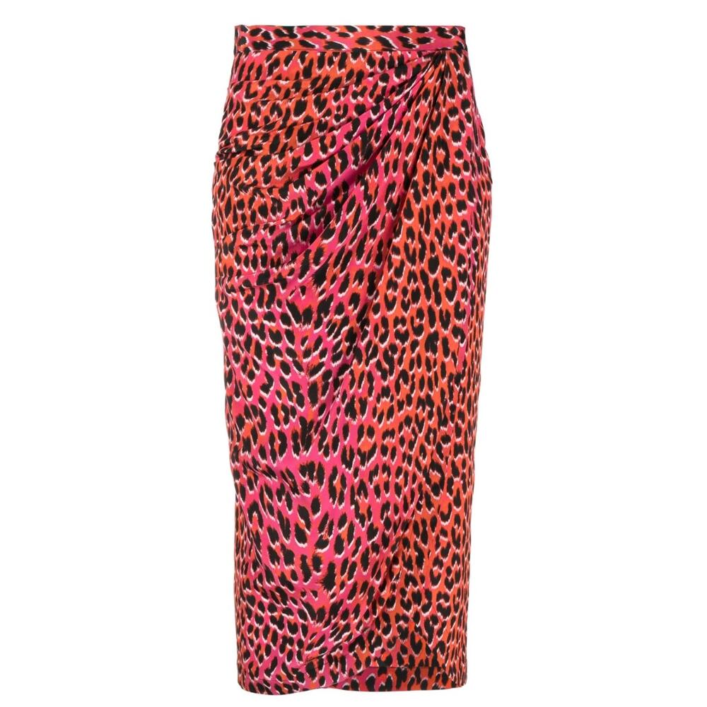 Zadig & Voltaire Skirt 100% Silk Pink Leopard Print Size 42 10 Large NWT - Picture 4 of 11